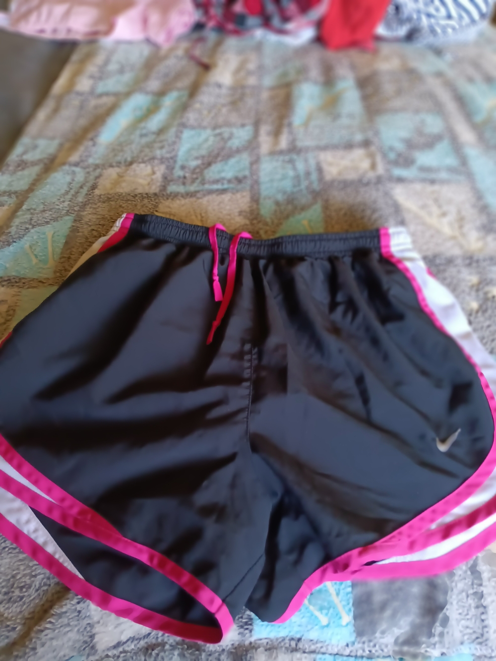 Nike Black Athletic Shorts with Pink Trim